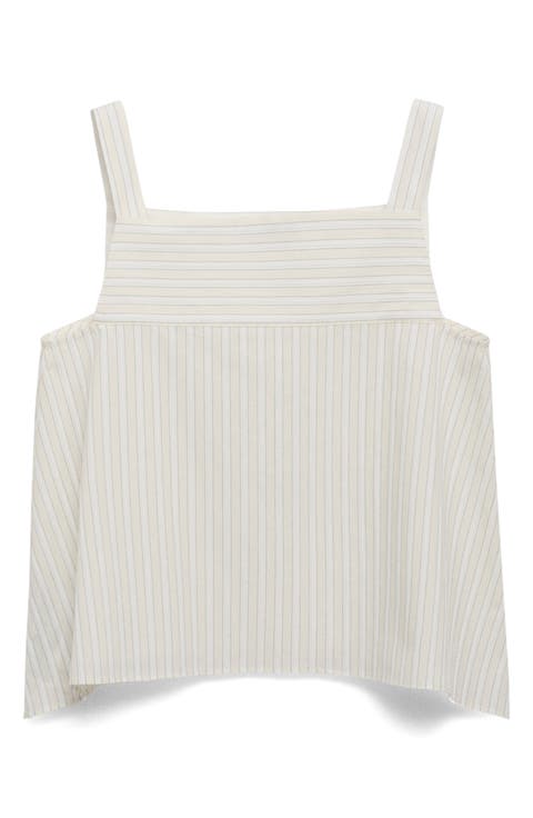 売れ筋商品|||ラッキーブランド カットソー トップス レディース Women's Square-Neck Corset Cotton Peplum Top Brown Stripe LYANER Women's Square Neck Smocked Peplum Top Ruffle Short