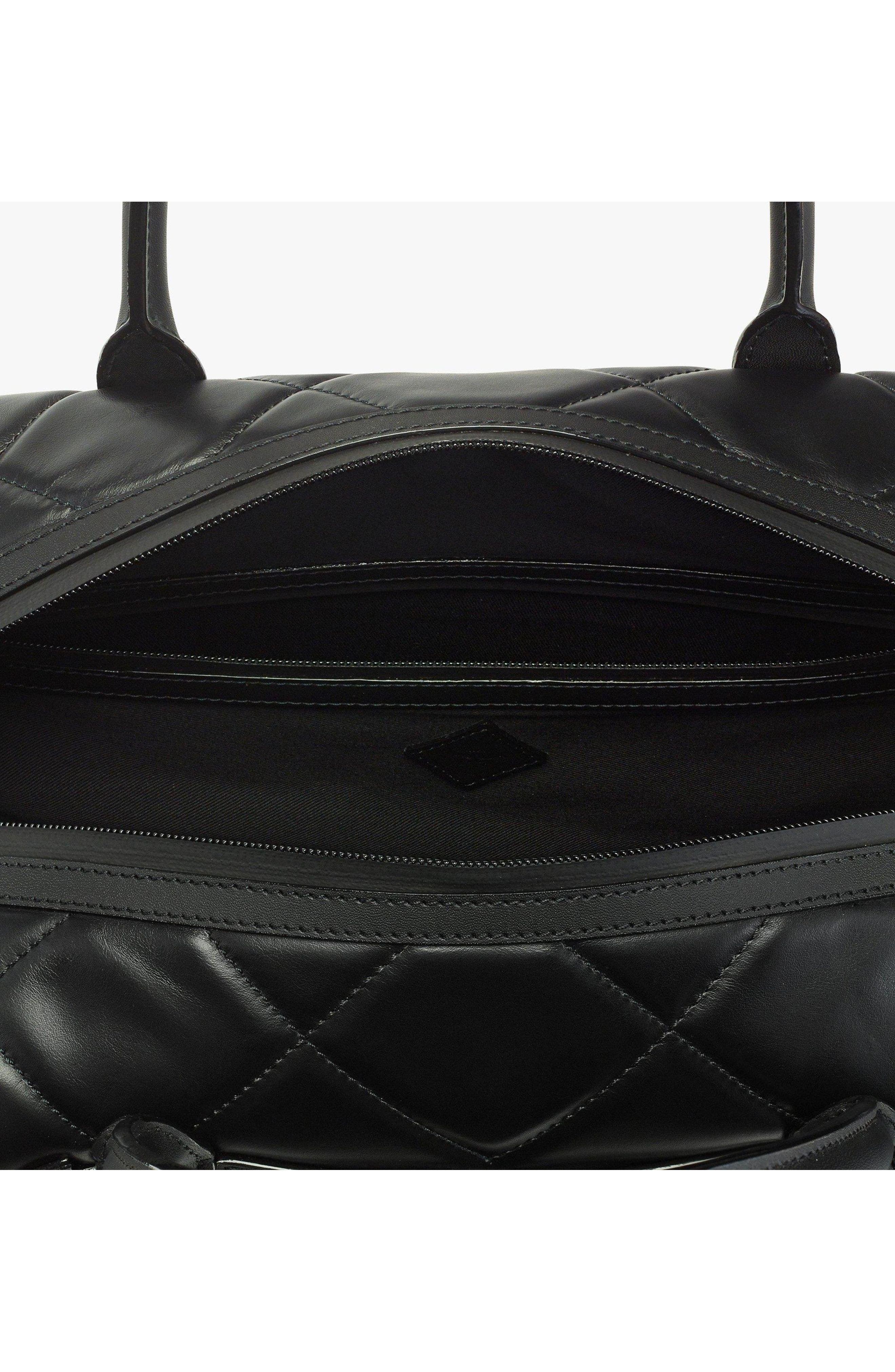X-Large Ottomar Weekender in Diamond Quilted Leather, Alternate, color, Black