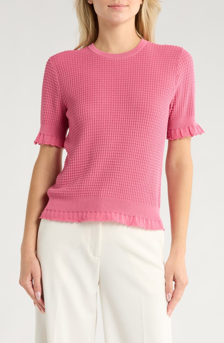 Theory Bristol Lace Trim Waffle Knit Sweater Top, Main, color, Chrysanthemum