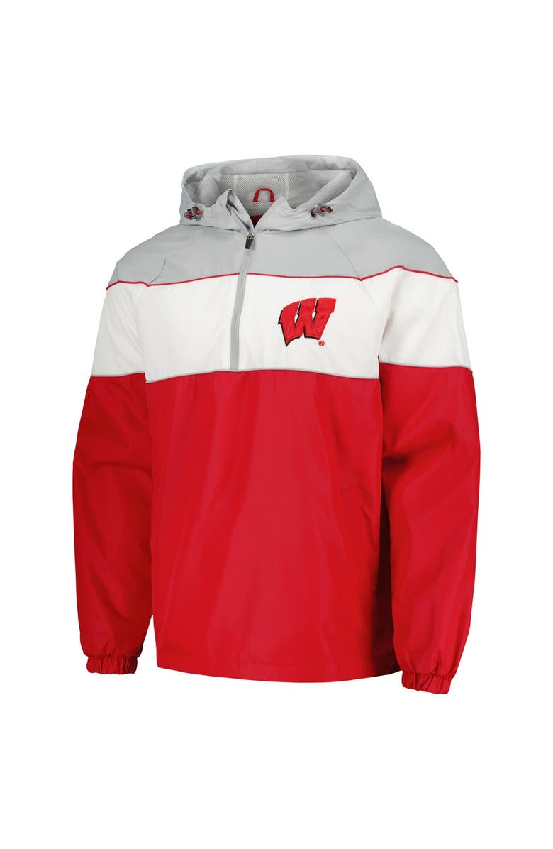 G-III SPORTS BY CARL BANKS Men's G-III Sports by Carl Banks Red Wisconsin Badgers Center Line Half-Zip Raglan Hoodie Jacket, Alternate, color, Red