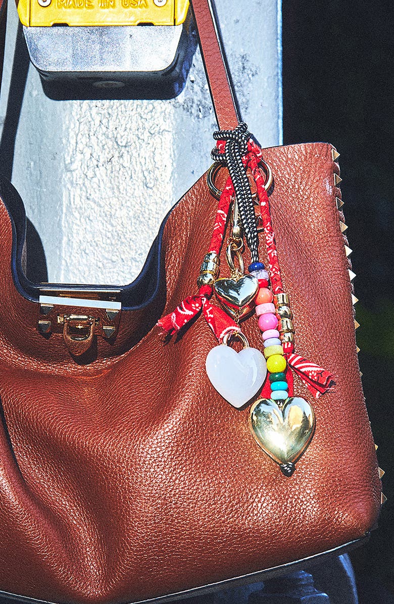 BaubleBar Kenna Braided Bandana Bag Charm, Alternate, color, Red