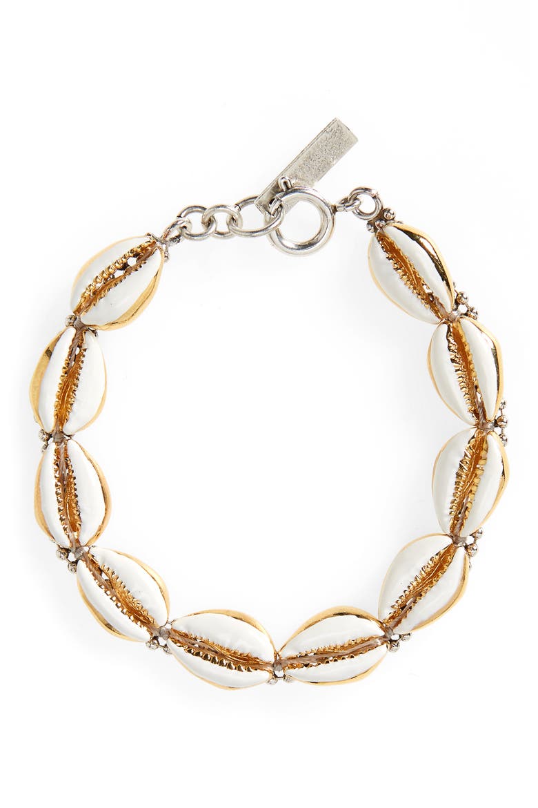 Cowrie Shell Link Bracelet, Main, color, GOLD