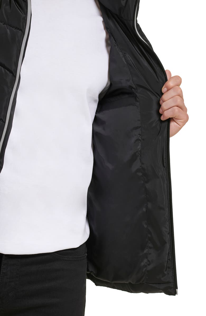 Kenneth Cole New York Faux Memory Full Zip Mixed Quilted Puffer Jacket, Alternate, color, Black