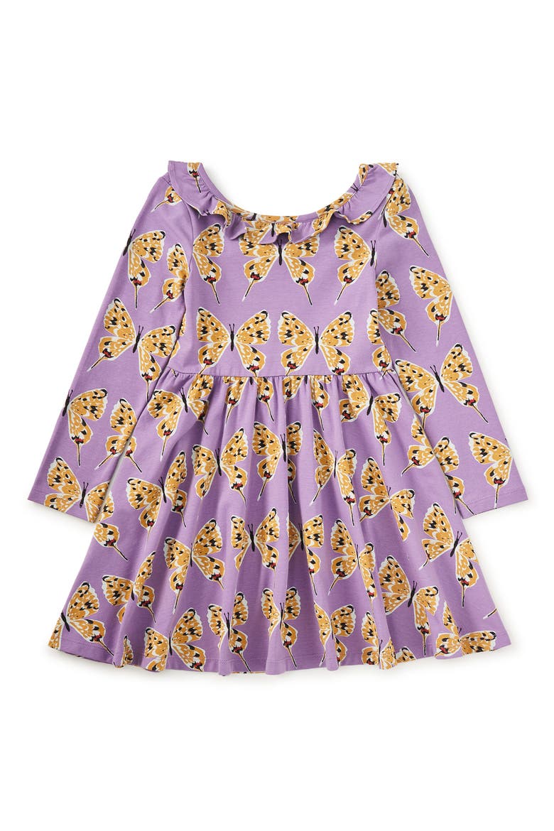 Ruffle Collar Ballet Dress, Main, color, Dragon Swallowtail Butterflies