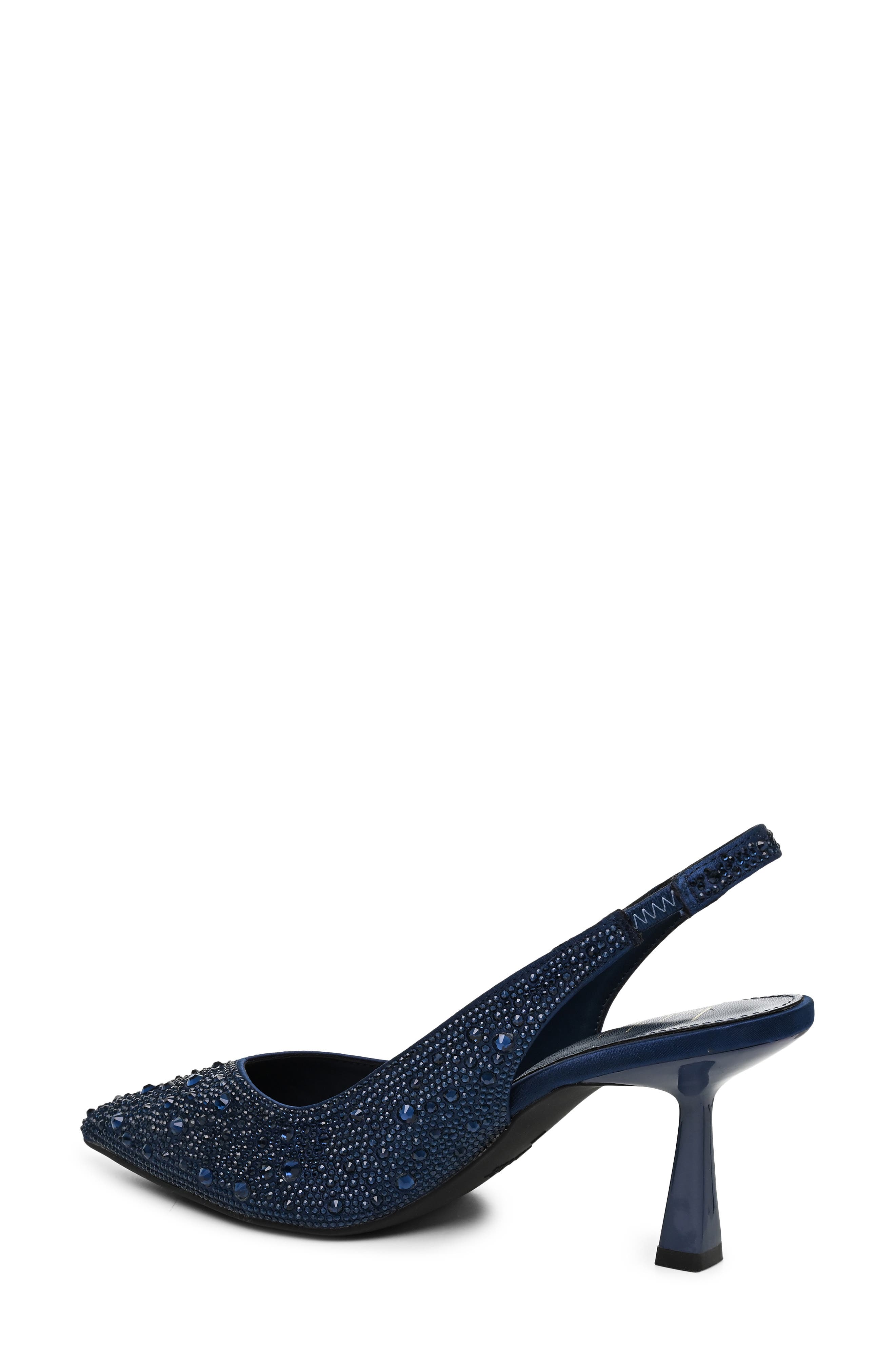 Embellished Pointed Toe Slingback Pump, Alternate, color, NAVY BLING