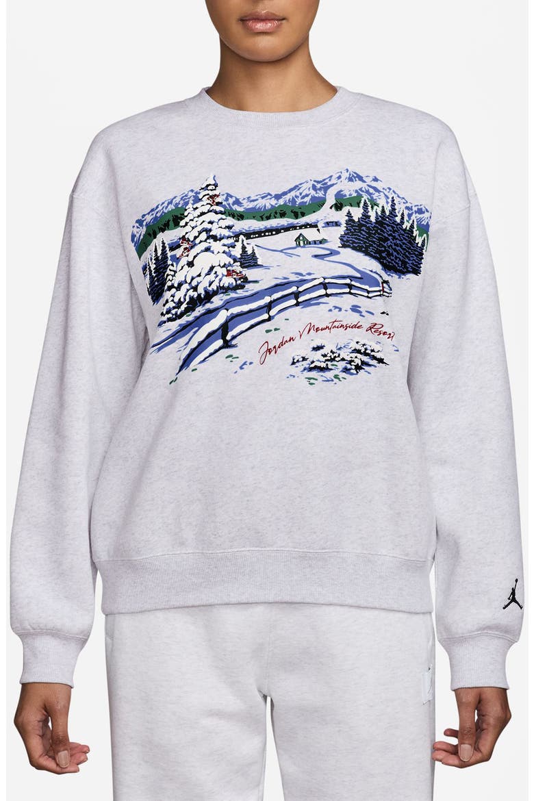 Brooklyn Fleece Sweatshirt, Main, color, BIRCH HEATHER/ MIDNIGHT GREEN