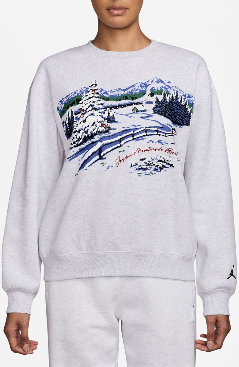 Jordan Brooklyn Fleece Sweatshirt, Main, color, Birch Heather/ Midnight Green