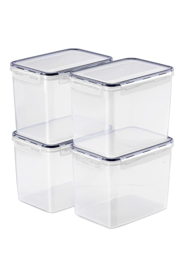Set of 4 Food Storage Containers, Main, color, CLEAR