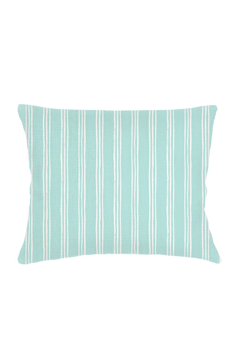 Ocean Drift Aqua Stripe Linen Dutch Euro Pillow 28x36 with Down Insert, Main, color, Aqua