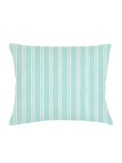 Ocean Drift Aqua Stripe Linen Dutch Euro Pillow 28x36 with Down Insert
