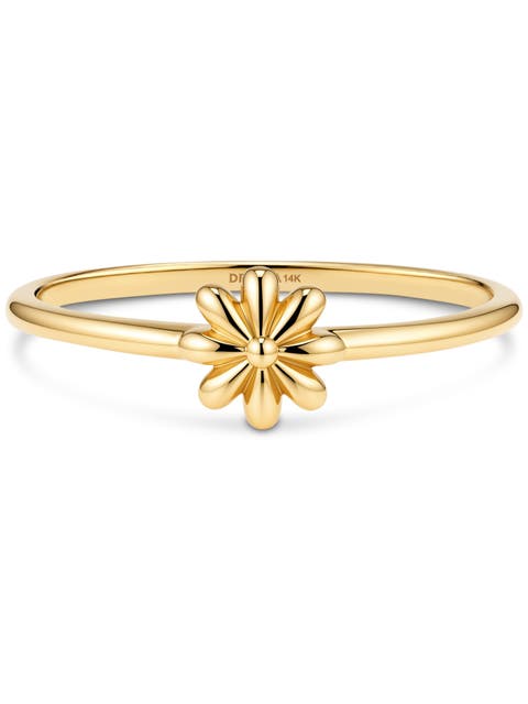Daisy Flower Ring in 14K Gold, 6mm