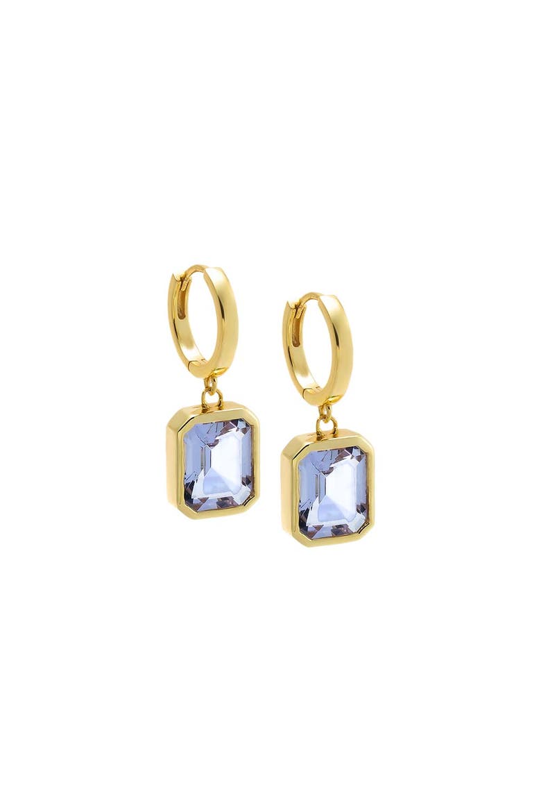 Emerald Cut Colored Drop Huggie Earring, Main, color, Black/Gold