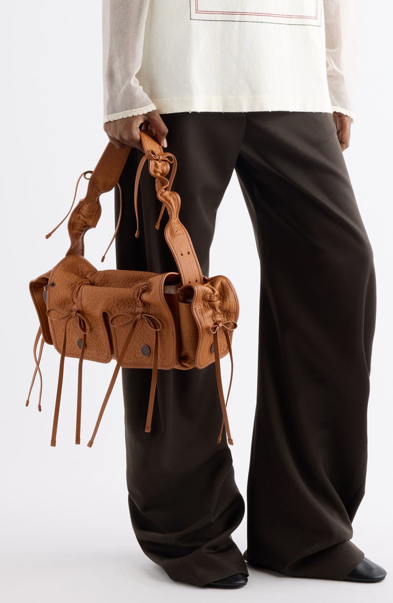 Acne Studios Multipocket Big Grainy Leather Shoulder Bag, Alternate, color, Chocolate Brown