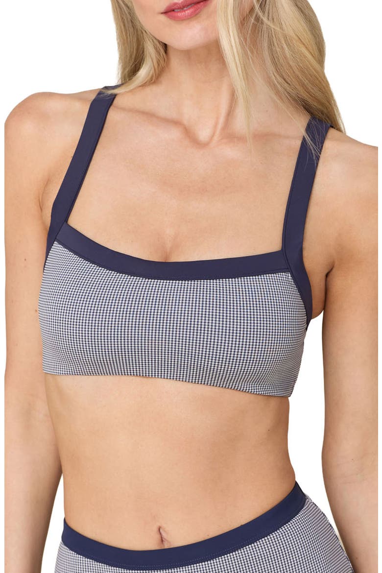Davenport Gingham Scoop Neck Bikini Top, Main, color, JUNIPER