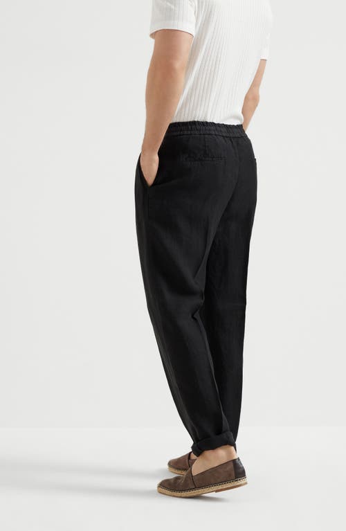Shop Brunello Cucinelli Leisure Fit Trousers With Drawstring In Black
