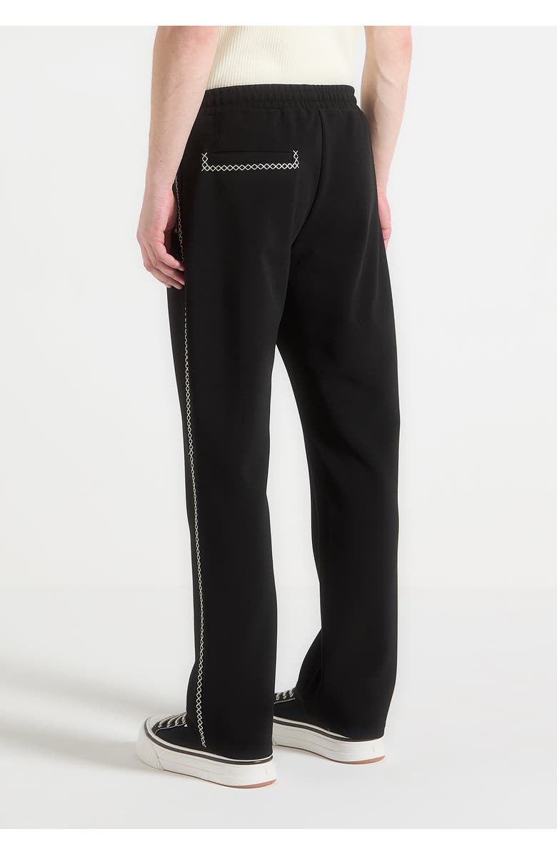 Manière De Voir Gael Contrast Whipstitch Relaxed Track Pants, Alternate, color, Black