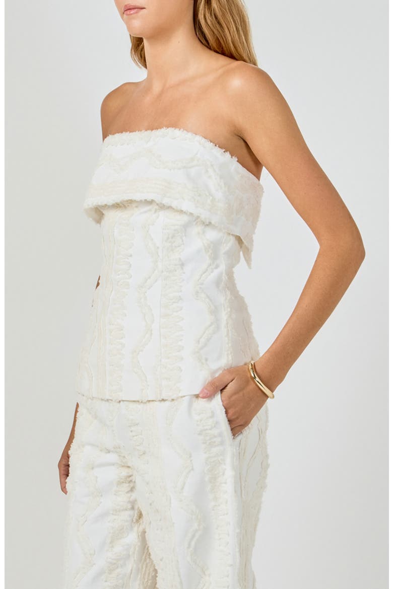 Fringed Strapless Cotton Top, Alternate, color, IVORY