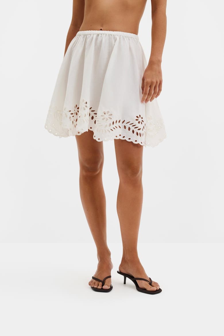 Neoline Broderie Anglaise Mini Skirt, Alternate, color, White