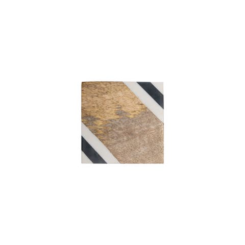 Set of 4 White and Black Corner Wood Drink Coasters