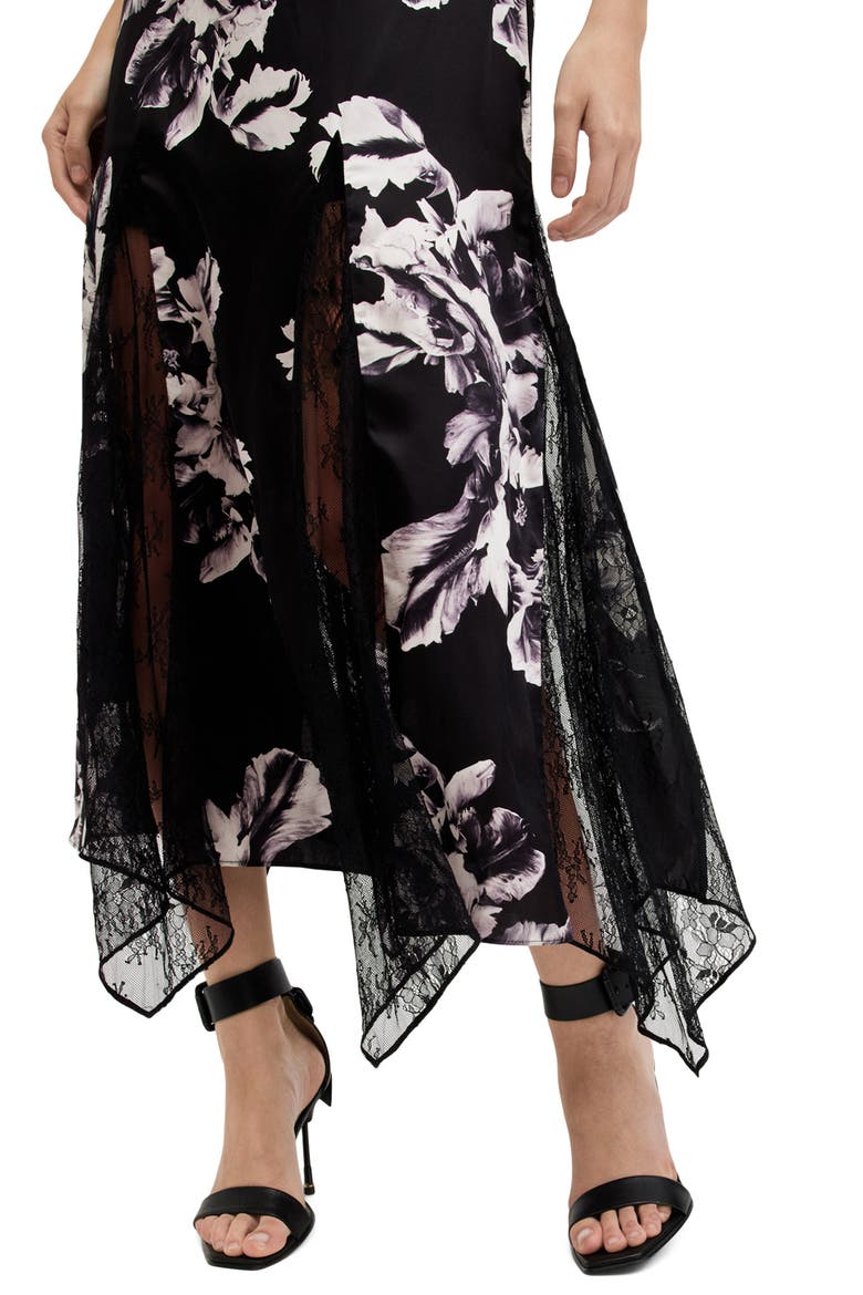 Jasmine Floral Print Dress, Alternate, color, MONICA BLACK