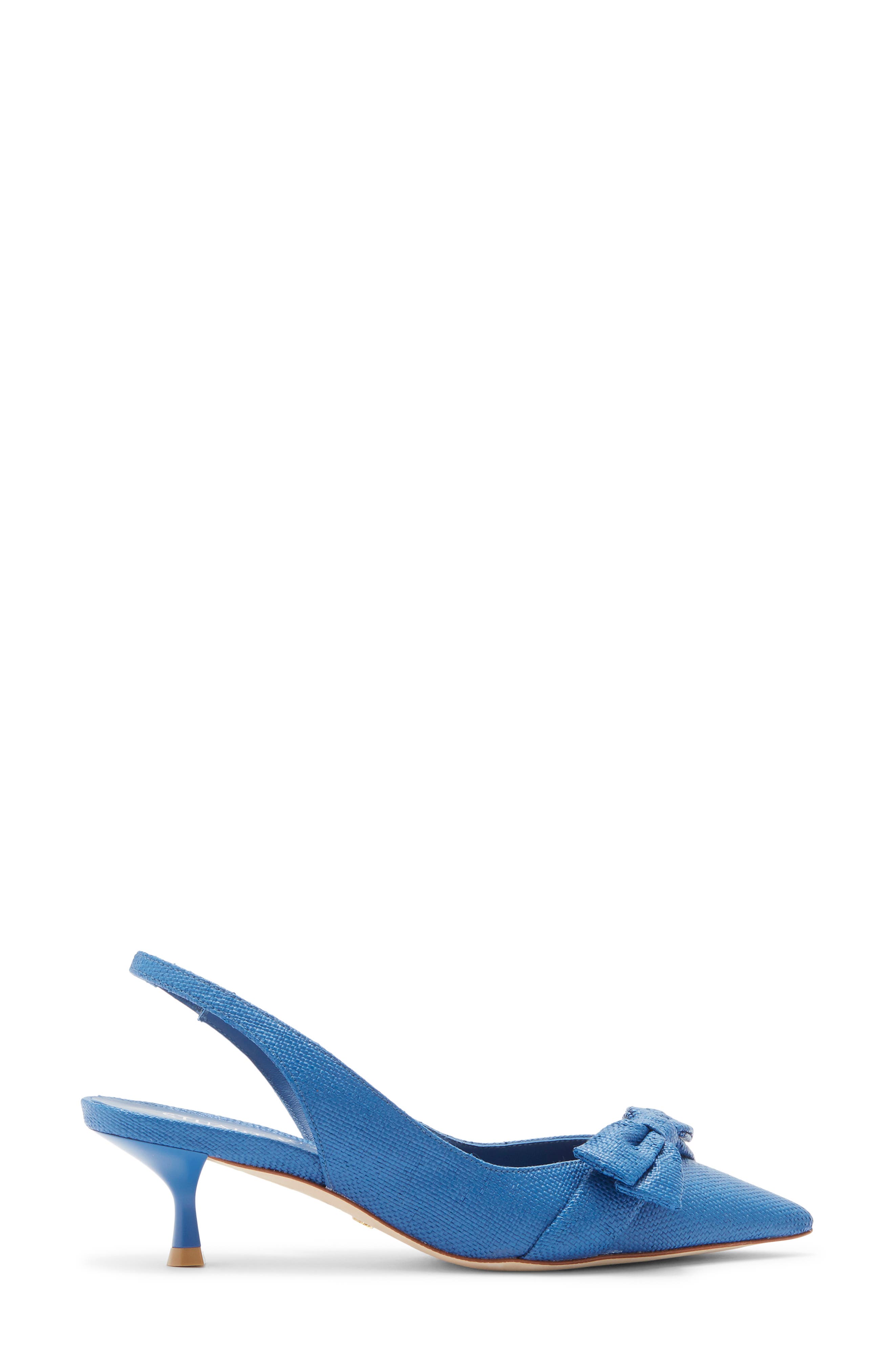 Stuart Weitzman Sofia Pointed Toe Slingback Pump, Alternate, color, Indigo