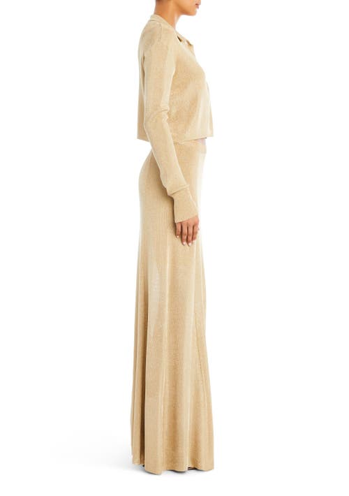 Shop Ser.o.ya Alice Metallic Knit Maxi Skirt In Gold