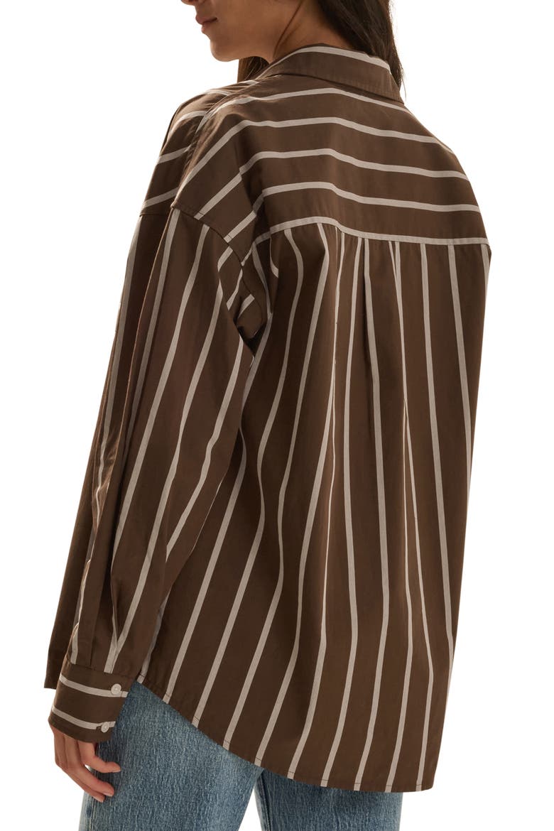 The Beau Stripe Cotton Poplin Button-Up Shirt, Alternate, color, GANACHE/ WHITE STRIPE