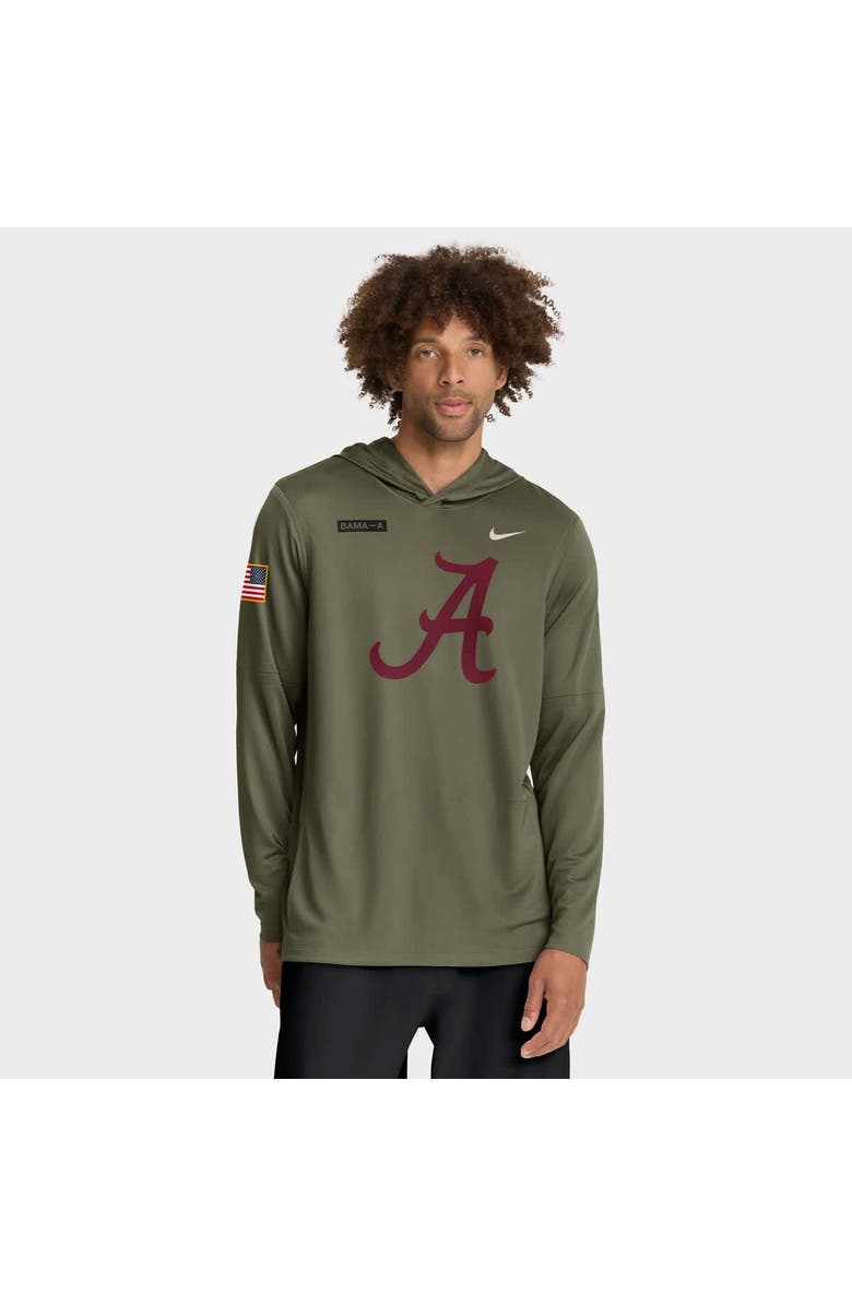 Nike Men's Nike Olive Alabama Crimson Tide 2025 Military Appreciation Dri-FIT Long Sleeve Hoodie T-Shirt, Main, color, Olive