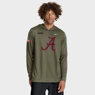 Nike Men's Nike Olive Alabama Crimson Tide 2025 Military Appreciation Dri-FIT Long Sleeve Hoodie T-Shirt