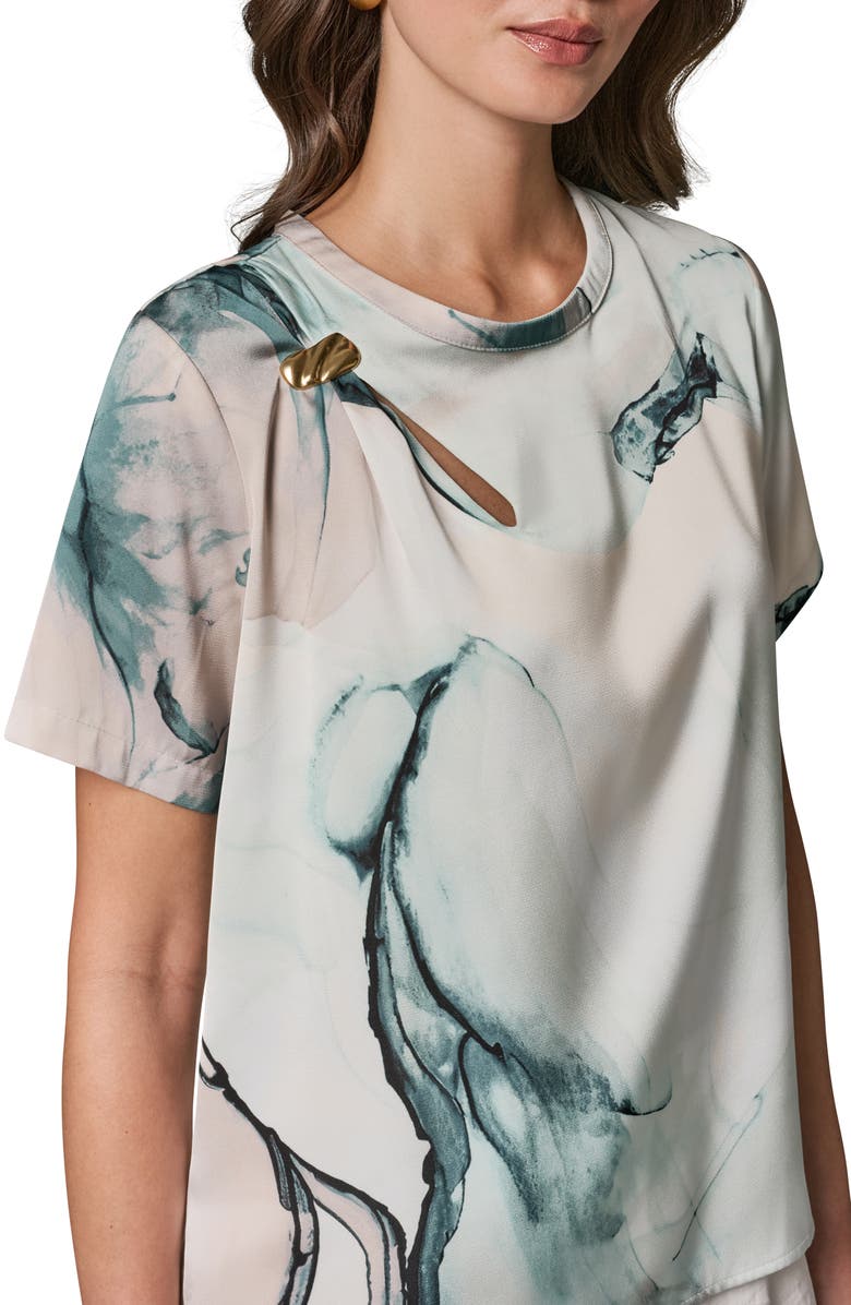 Donna Karan New York Hardware Detail Short Sleeve Top, Alternate, color, 