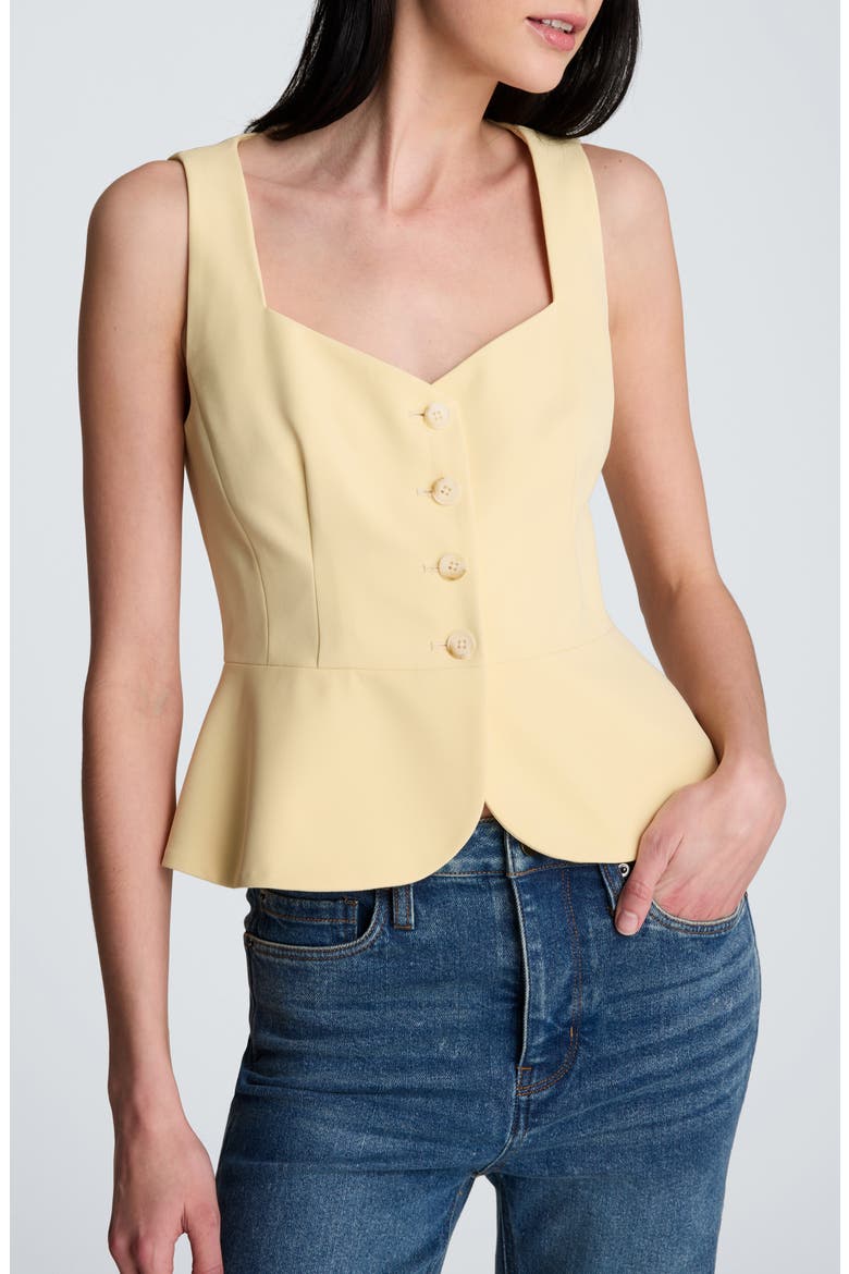 Curved Hem Peplum Vest, Main, color, PASTEL YELLOW