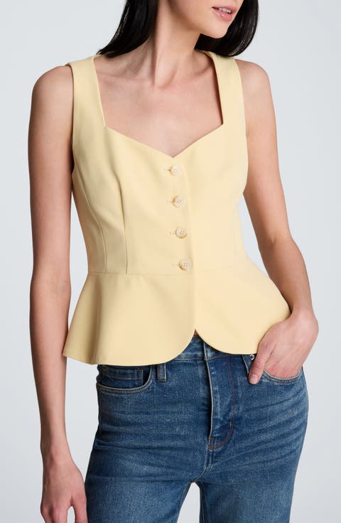 Curved Hem Peplum Vest