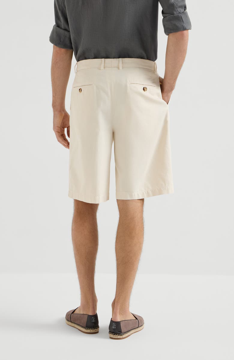 Brunello Cucinelli Bermuda shorts with pleats, Alternate, color, Off-White