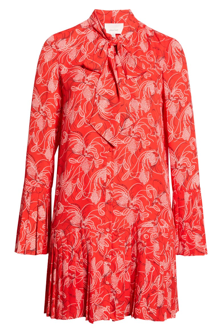 Alinda Botanical Floral Long Sleeve Drop Waist Shirtdress, Alternate, color, BISOU MULTI