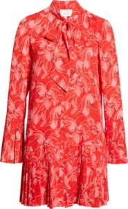 Cinq à Sept Alinda Botanical Floral Long Sleeve Drop Waist Shirtdress