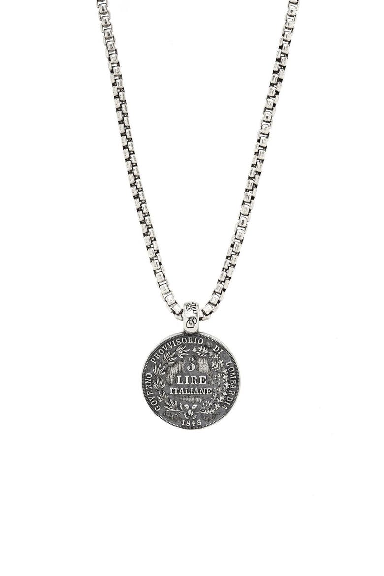 Ancient Coin Pendant Necklace, Main, color, SILVER