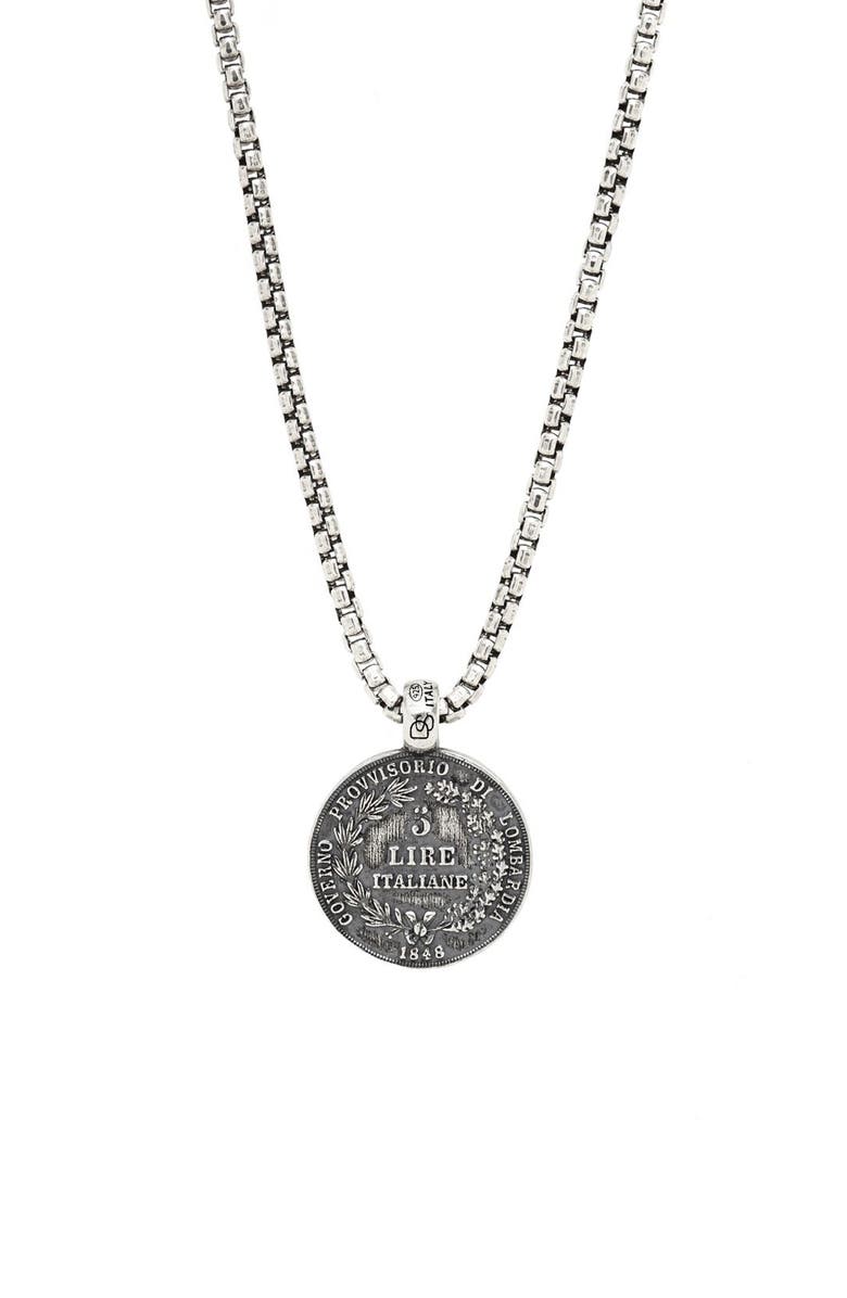 Degs & Sal Ancient Coin Pendant Necklace, Main, color, Silver
