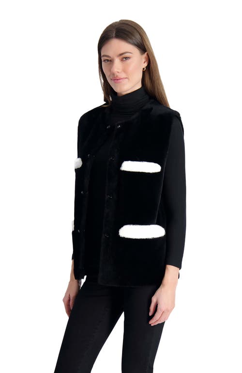 Gorski Shearling Lamb Collarless Vest With Embellishment In Black
