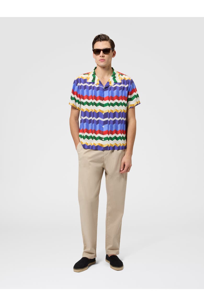 Bowling Shirt In Viscose With 3d Zigzag Print, Alternate, color, Multicoloured