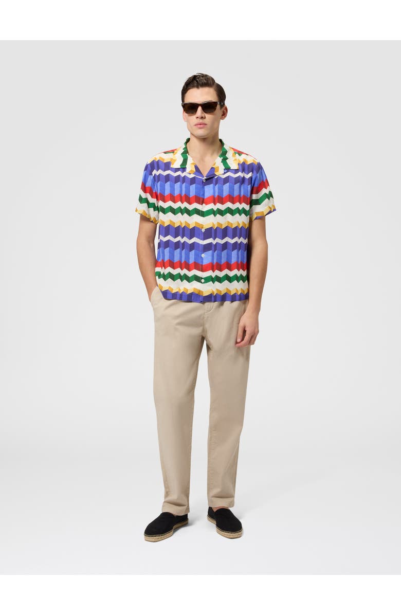 UM Bowling Shirt In Viscose With 3d Zigzag Print, Alternate, color, Multicoloured