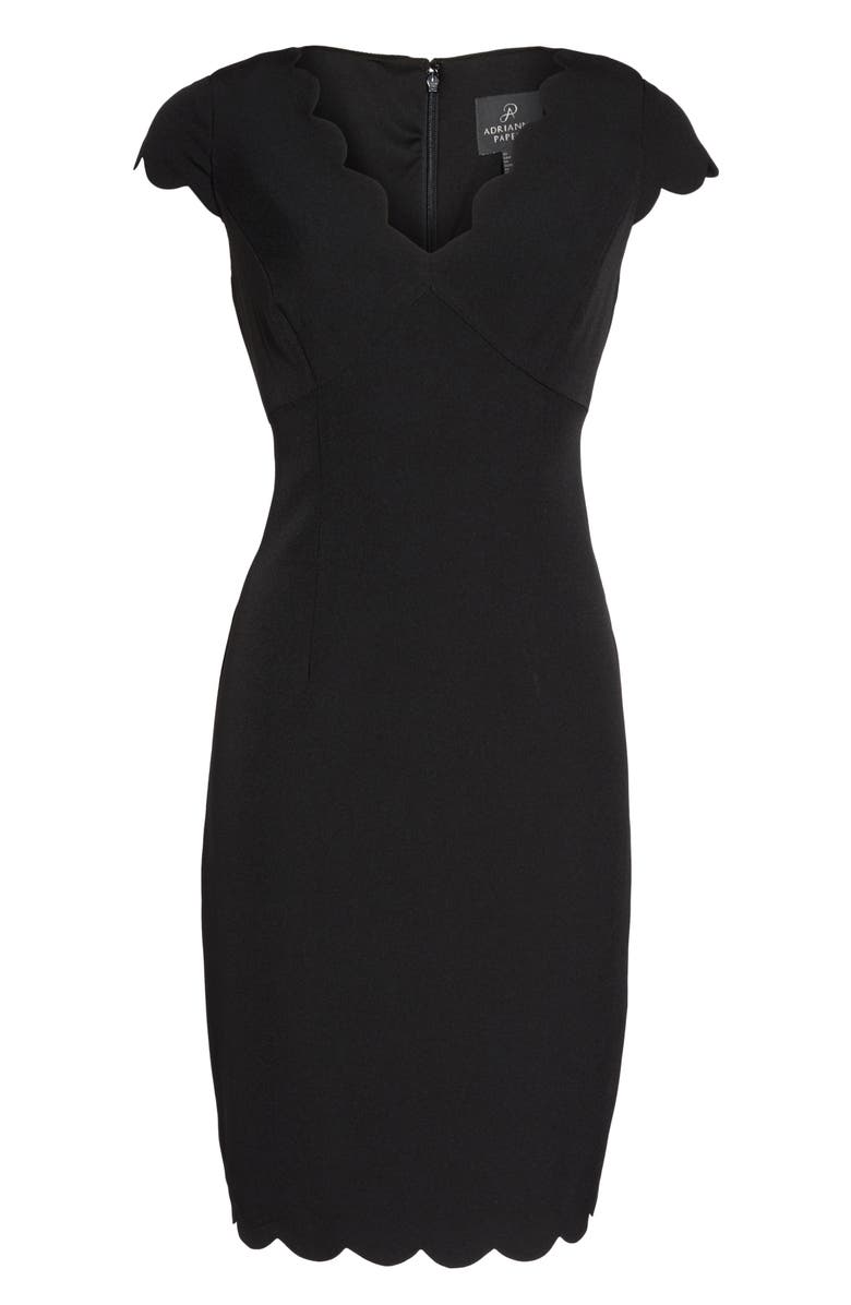 Adrianna Papell Scalloped Crepe Sheath Dress, Alternate, color,