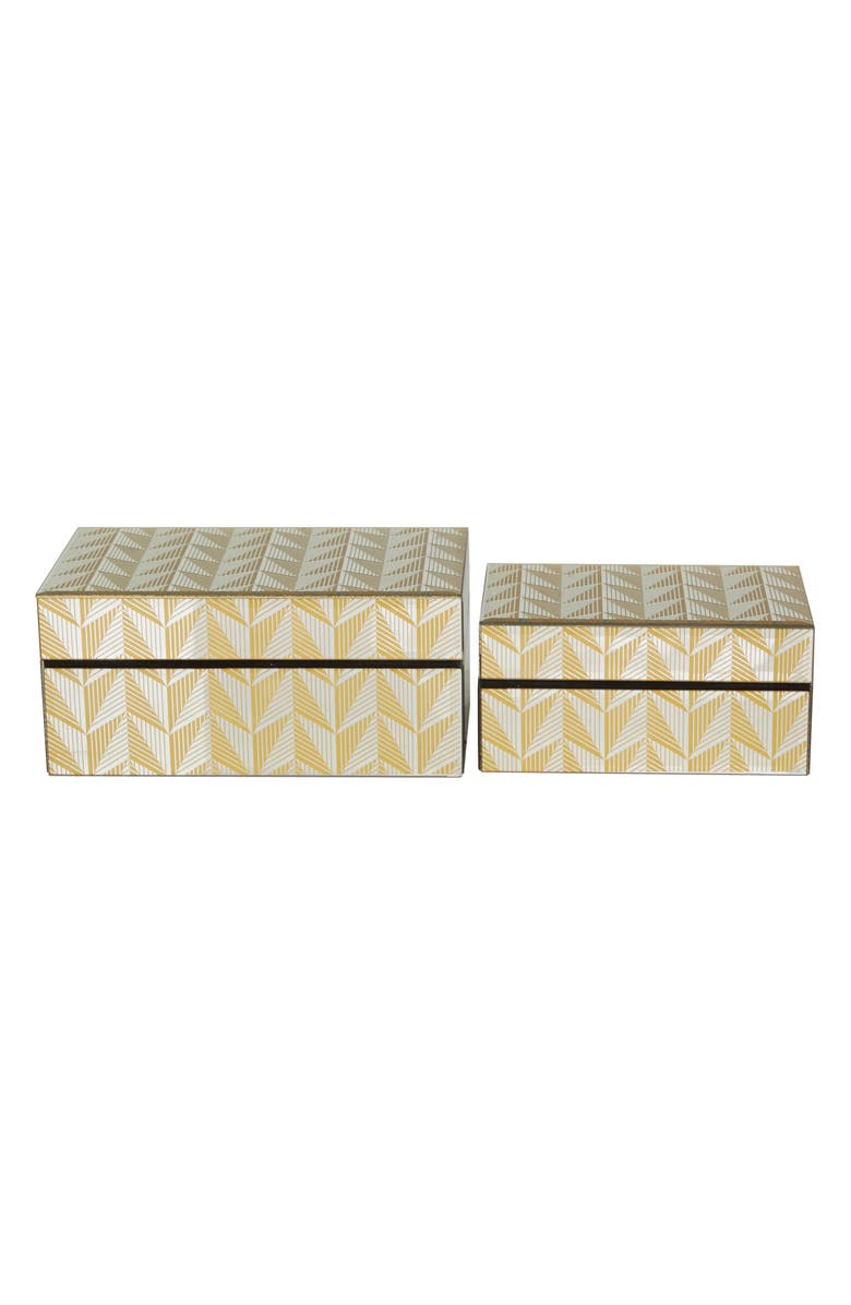 VIVIAN LUNE HOME Gold Glass Geometric Box with Glass Sides - Set of 2, Alternate, color, Gold