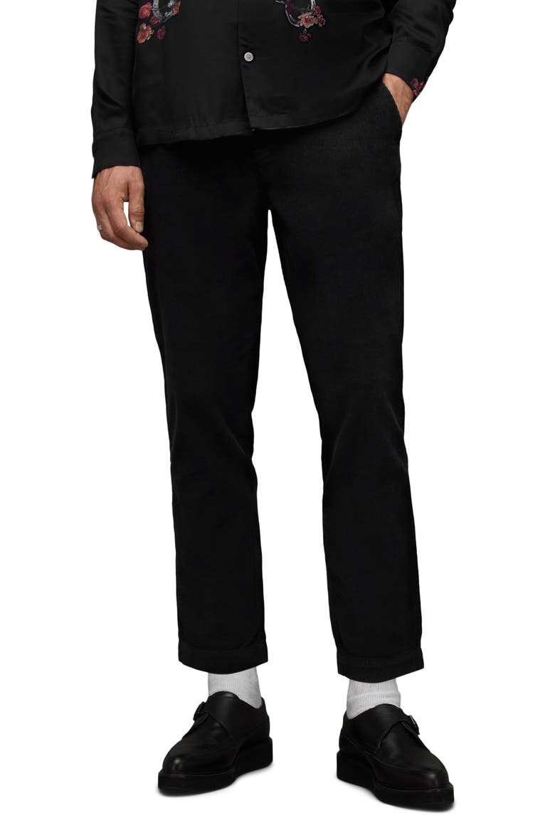Sleid Flat Front Corduroy Pants, Main, color, CELESTIAL BLACK