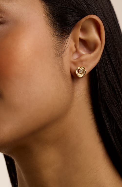 Ted Baker Florine Crystal Flower Stud Earrings In Gold Tone/clear Crystal