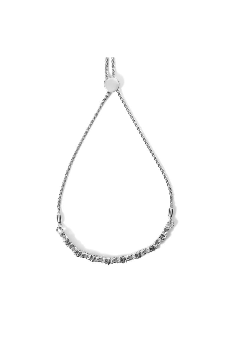 Silver 1/4 Cttw Diamond Marquise Shaped Link Adjustable Bolo Bracelet, Alternate, color, White