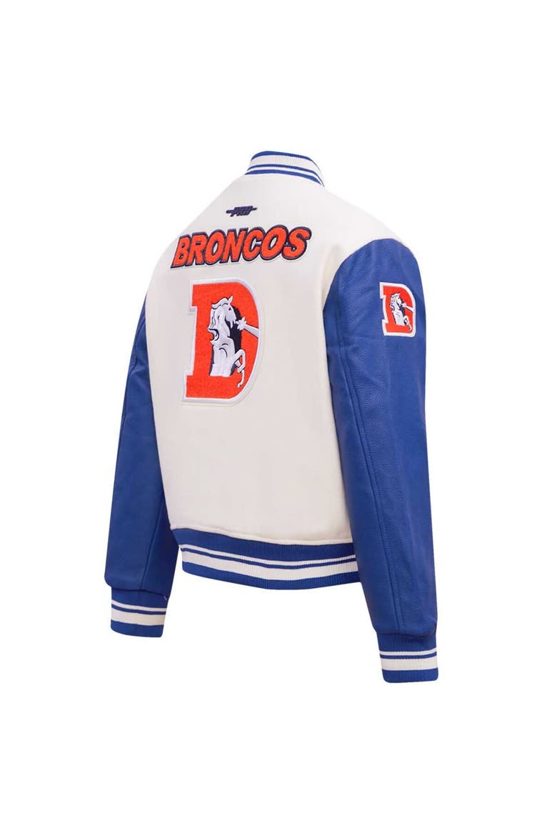 Women's Pro Standard  Cream Denver Broncos Retro Classic Vintage Full-Zip Varsity Jacket, Alternate, color, Cream