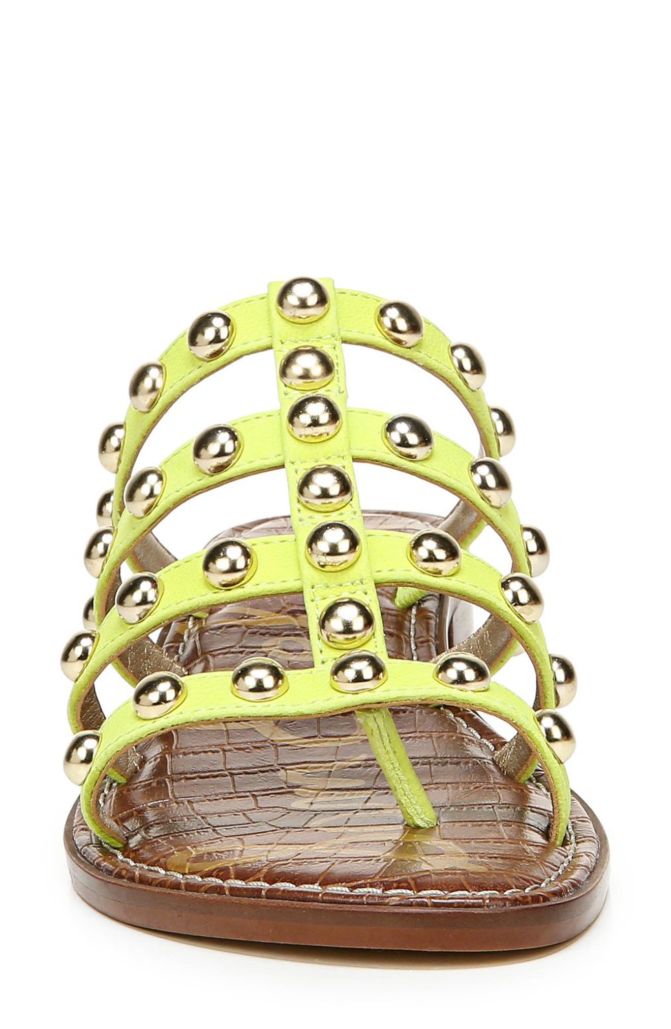 Juniper Studded Gladiator Slide Sandal, Alternate, color, LIME COCKTAIL LEATHER