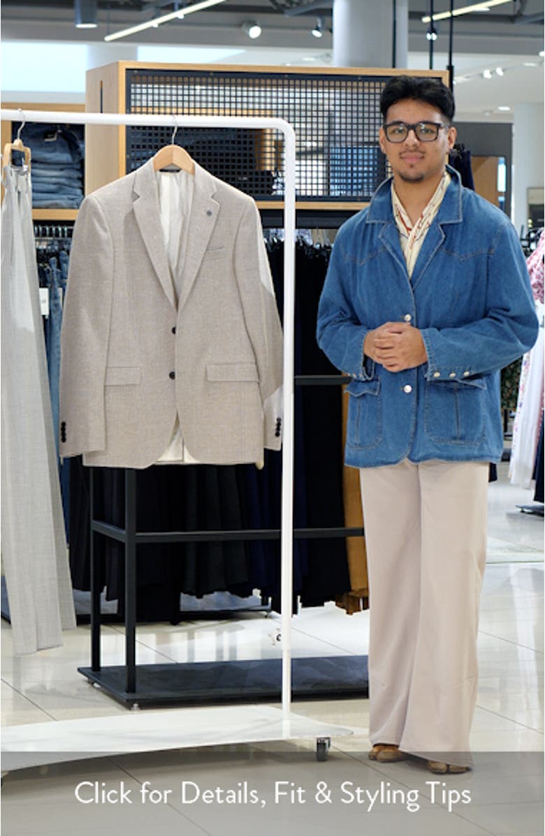 Ross Slim Fit Tan Mélange Textured Wool & Linen Sport Coat, sales video thumbnail