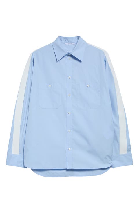 Couture Seam Side Stripe Button-Up Shirt