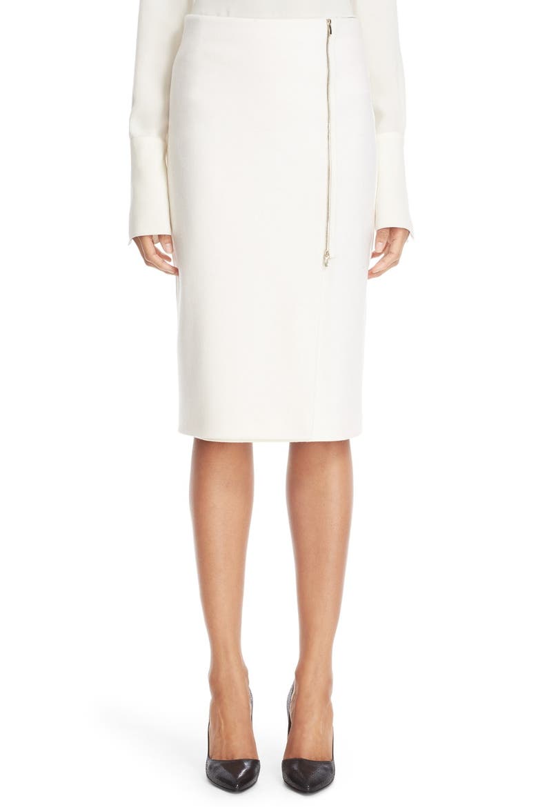 'Visita' Wool Jersey Pencil Skirt, Main, color, WHITE
